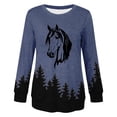thumbnail image 2 of Sweatshirts for Women Crewneck Long Sleeve Tops Oversized Animals Horse Print Sweatshirt Loose Fit Fall Winter Round Neck Pullovers, 2 of 4