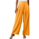 thumbnail image 1 of Pantalones palazzo anchos de color liso para mujer: cintura alta con cinturilla elástica, poliéster y spandex, pantalones largos informales con bolsillos laterales., 1 of 7