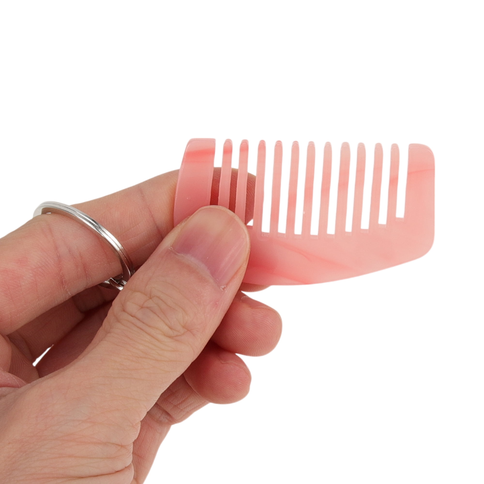Unique Bargains 1 Pc Durable Mini Keychain Hair Comb for All Hair Types Styles Pink