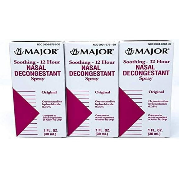 Nasal Decongestant Pump Mist Spray 12hr Oxymetazoline HCL 0.05% 30ml (3)