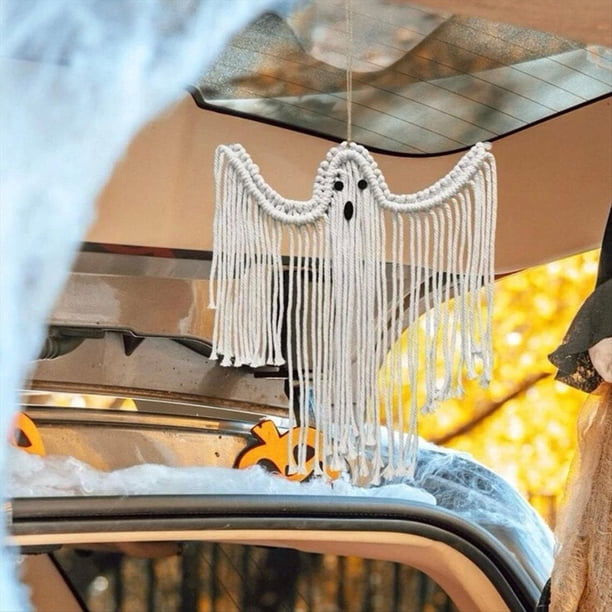 2 Piezas de Tapices de Pared de Macramé para Fiesta de Halloween, Decoración para el Hogar Espeluznante y Brujería, Arte Gótico Bohemio de la Academia Oscura