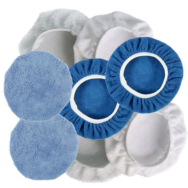 HOTBEST 9 to 10 Inches Car Polisher Pad 8Pcs Waxers Set