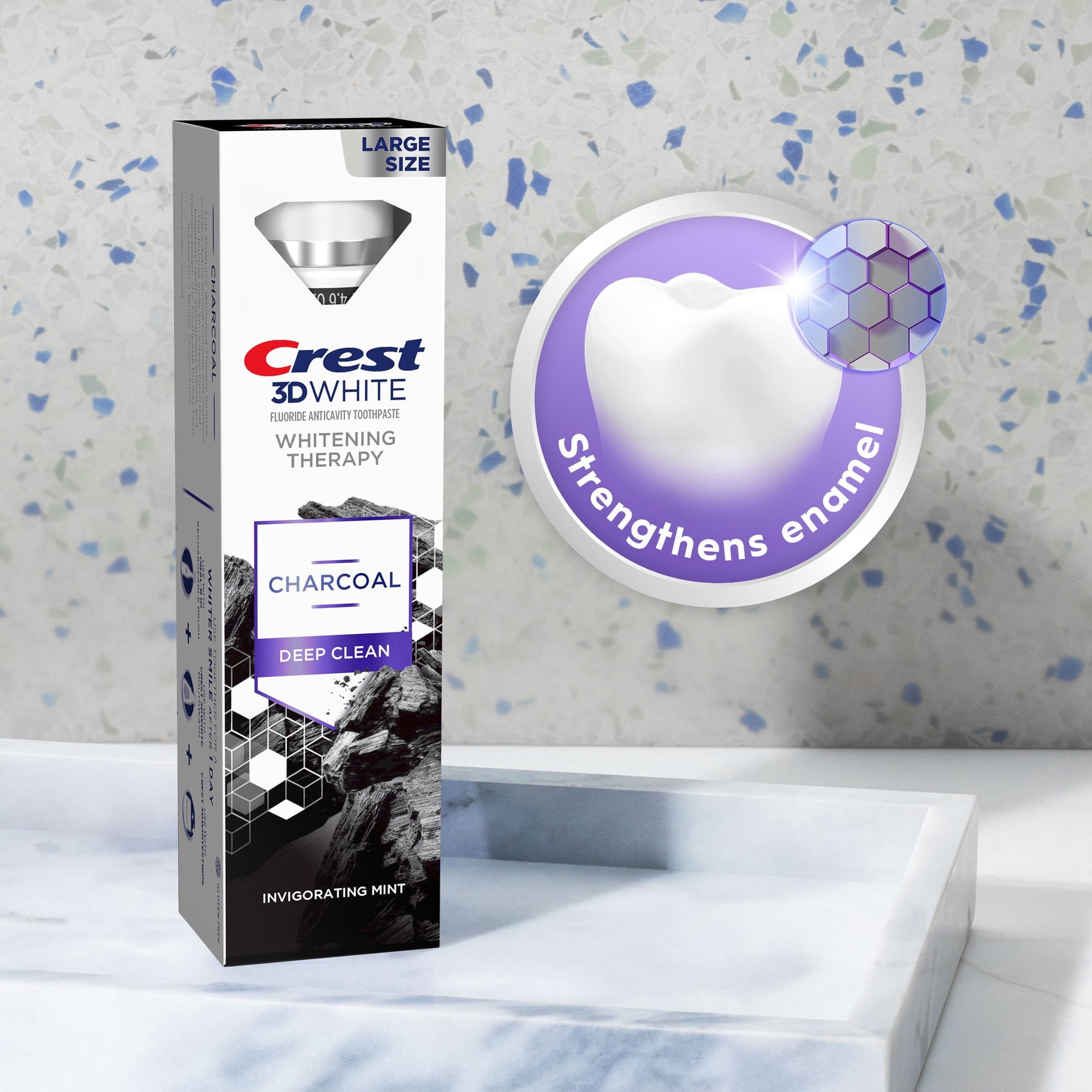 (3Pack) Crest 3D White Whitening Therapy Charcoal Deep Clean Invigorating Mint Toothpaste, 4.6 oz