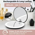 thumbnail image 4 of HTSQYL LED Lighted Travel Makeup Mirror, 1x/10x Magnification - Daylight LED, Compact, Portable, Large 3.5" Wide Illuminated Folding Mirror Black, 4 of 8