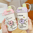 thumbnail image 2 of Taza de acero inoxidable al vacío, taza de dibujos animados para beber, taza de vacío portátil, taza de agua portátil para estudiantes, taza para parejas, 2 of 5