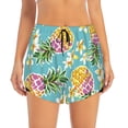 thumbnail image 3 of Uemuo Cute Pineapples Pattern Women's Athletic Shorts High Waisted Running Shorts with Liner Pockets Gym Elastic Workout Shorts-Medium, 3 of 9