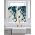 thumbnail image 2 of Tier Curtains 45 Inches Long, Peacock Feather Window Treatment Curtain Drapes, Teal Ethnic Rustic Farmhouse Elegant Window Half Privacy Curtains for Bedroom Bathroom, 42"x45", 2 Panels, 2 of 7