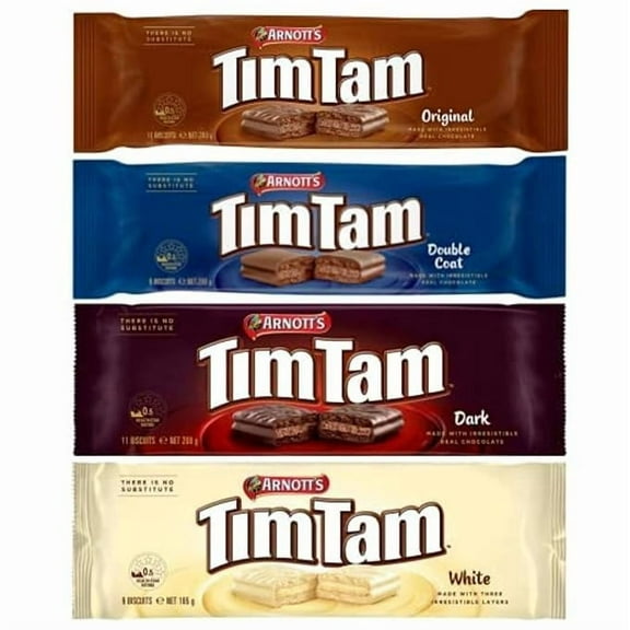 Simpler Tim Tam Chocolate Biscuits – 4-Pack Variety: Original, Dark, Double Coat, White – Imported from Australia