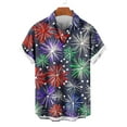 thumbnail image 4 of LIBRCLO Mens Casual Button Down Shirts Short Sleeve Fashion Fireworks Printing Shirts Turndown Collar Tops for Summer Party, 4 of 6