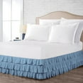 thumbnail image 2 of CCNY 21" Inch Drop Multi Ruffled Bed Skirt Short Queen Size 100% Microfiber Made Mediterranean Blue Color, 2 of 6
