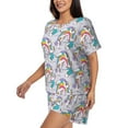 thumbnail image 2 of Bixox Women's Unicorn DoingYoga Printed Pajama Set 2 Piece Lounge Set Top and Shorts Soft Pajamas, Shorts with Pockets, 2 of 7