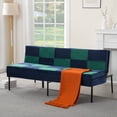 thumbnail image 5 of DEALTOPS 63" Checkered Velvet Futon, 2-in-1 Dual-Tone Convertible Sleeper Sofa with 5-Position Recline, Blue, 5 of 8