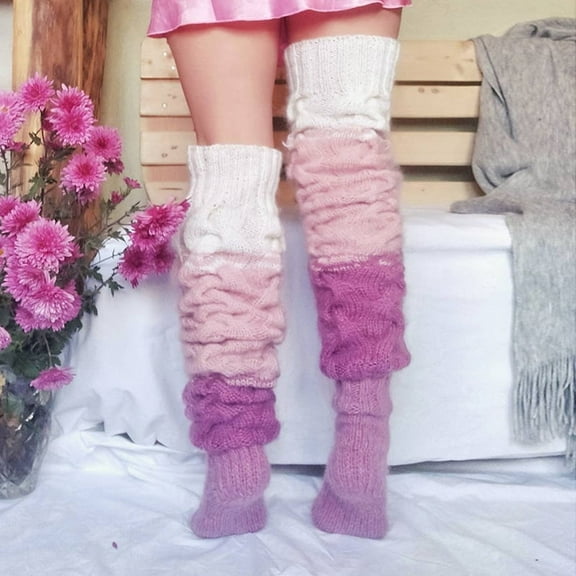 Vorkoi Women's Cable Knitted Thigh High Boot Socks Extra Long Winter Stockings Over Knee Leg Warmers