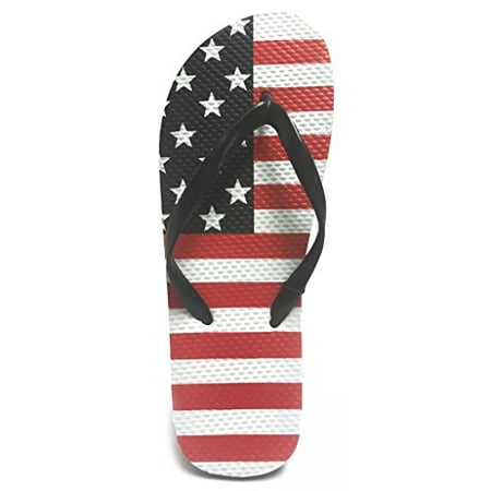 Flip Stars - Fresko Women's Patriotic Flip Flop, Red/Black (White Stars & Stripes), Size 6