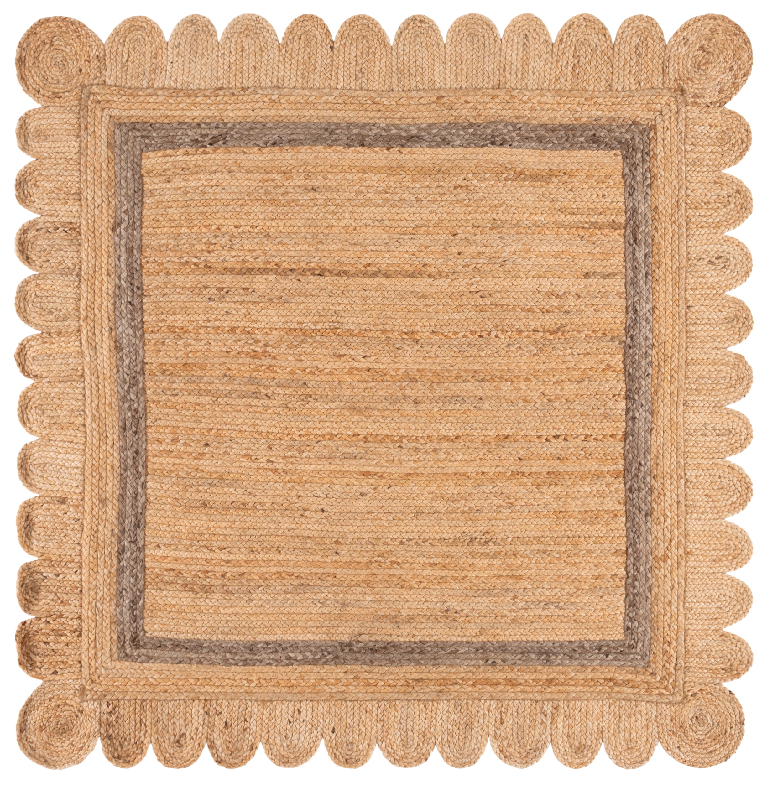 Safavieh Natural Fiber Archibald Bordered Area Rug, Natural/Gray, 6' x 6' Square