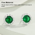 thumbnail image 4 of 1 Pair Copper Women Ear Stud Solid Color Rhinestone Color Copper Exquisite Easy Matching Round Girls Ladies Party Earring Jewelry Green, 4 of 9