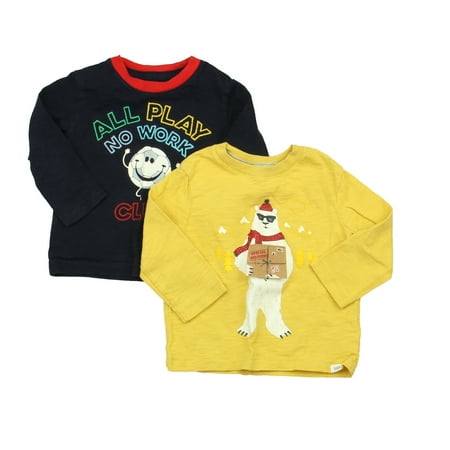 

Pre-owned Gap Girls Navy | Yellow Long Sleeve T-Shirt size: 12-18 Months