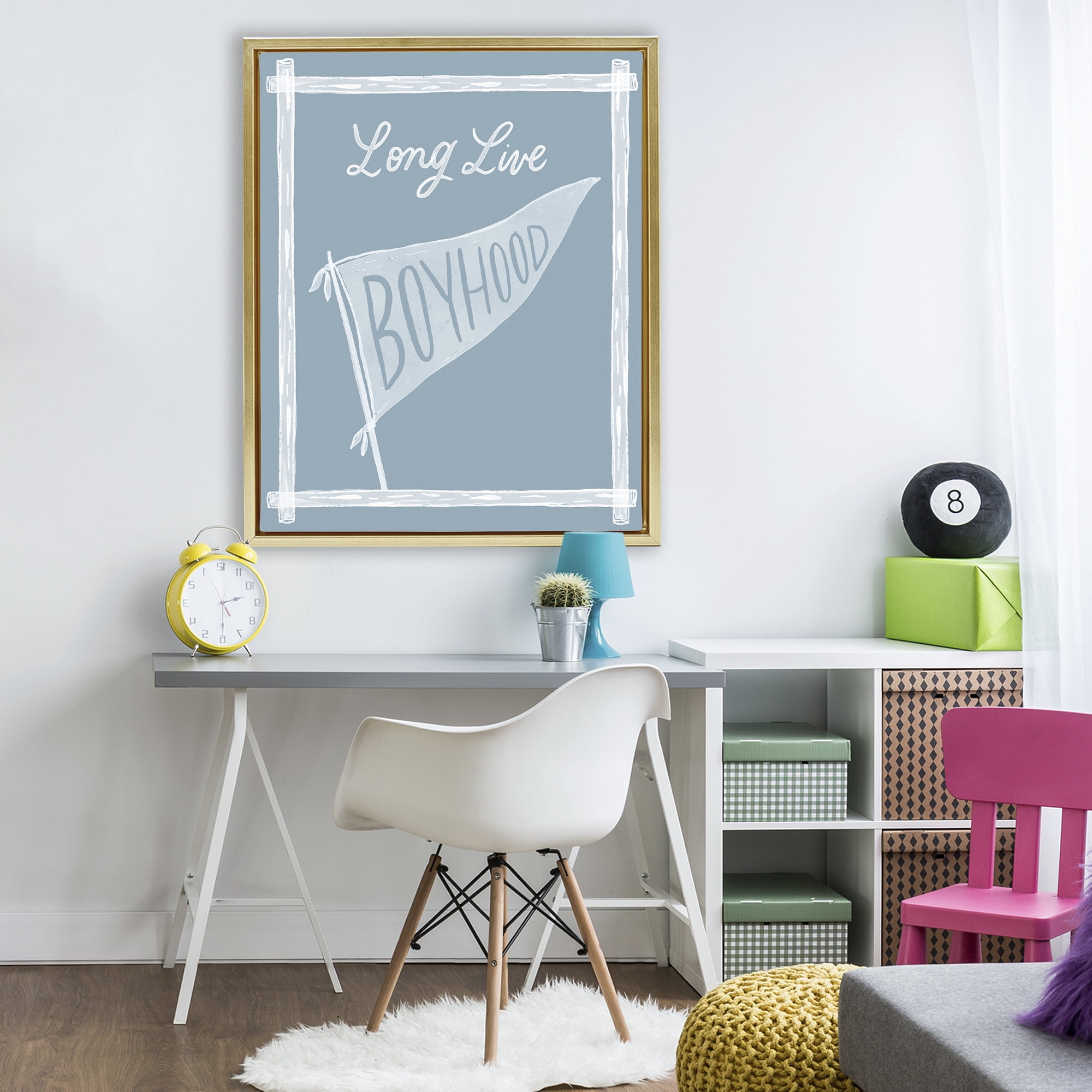 Stupell Industries Long Live Boyhood with Border Gold Framed Floater Canvas Wall Art, design by Cherrywood Lane