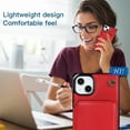 thumbnail image 5 of Mantto Crossbody Case for iPhone 14 Plus, Wallet Credit Card Kickstand Holder Shoulder Strap Zipper Pocket Premium PU Leather Case for Apple iPhone 14 Plus 2022, Red, 5 of 9