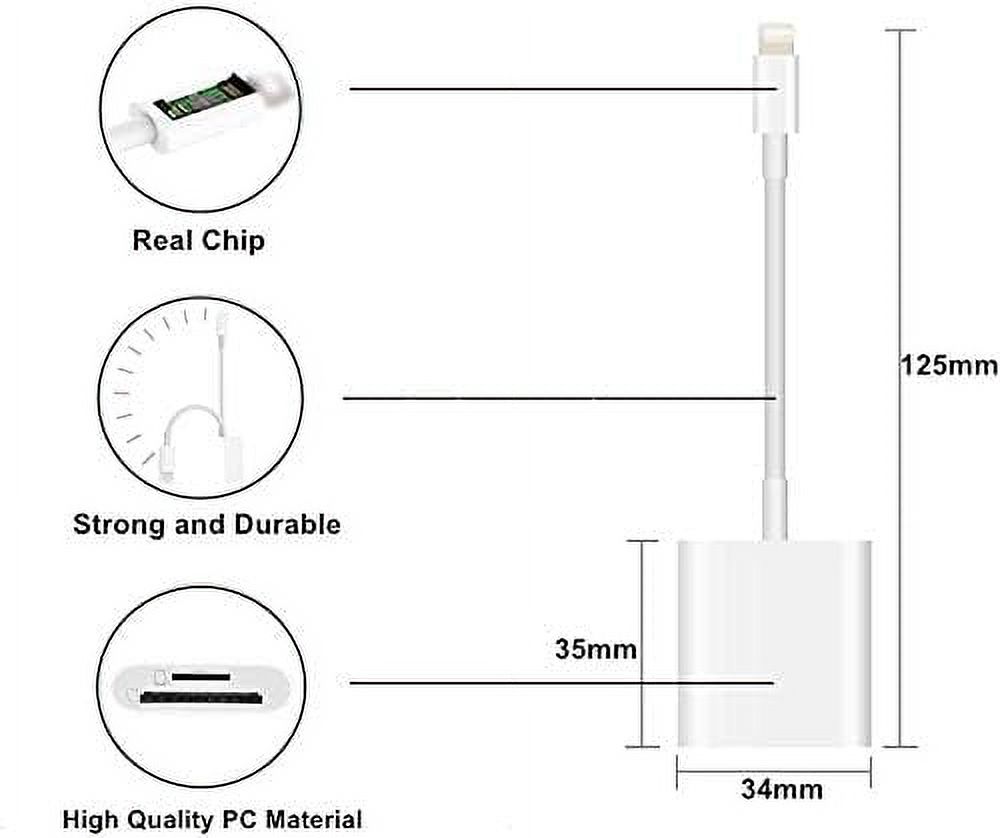 2 in 1 Lightning to SD Card Reader for iPhone,Dual Slot Micro SD TF Trail Game Camera Memory Card Reader Adapter, Quickly Transfer Photos Videos Plug and Play