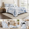 thumbnail image 6 of Twin XL Quilt Set 68''x98'', Blue White Spring Floral Lightweight Summer Bedspread Coverlet Set with 2 Pillow Shams, Summer Botanical Birds Breathable All Season Quilt Bedding for Dorm/Guest Room, 6 of 9
