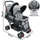 thumbnail image 4 of Carriola Doble Gemelar Plegable para Bebés 0 Meses Asientos Reclinables Hasta 32 kg - Gris, 4 of 7