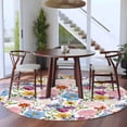thumbnail image 4 of Colorful Floral Spring Large Area Rugs for Bedroom Living Room, Soft Non Slip Carpet Bedside Rug, Country Watercolor Botanical Round Floor Cover Kitchen Accent Rug 5' for Dining Room/Office, 4 of 9