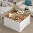 thumbnail image 4 of Llinc Store 31.5" Farmhouse Coffee Table, Square Wood Center Table with Hinged Lift Top, Rustic Cocktail Table with Large Hidden Storage Compartmen for Living Room-White, 4 of 8