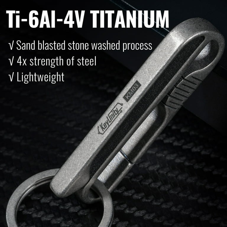 KeyUnity Double Side Carabiner Keychain Clip, KM11 Titanium Belt Key Holder  Clips for Car Keys or Small Tools, Gray