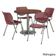 thumbnail image 5 of KFI Studios Mode Round 3.5' Dining Table Set, Burgundy, 4 Natural KOOL Chairs, 5 of 5