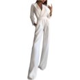 thumbnail image 1 of Traje de pantalón para mujer, traje de boda festivo, mono largo con escote en V, traje de pantalón ancho, traje de negocios, mono (XL), 1 of 6