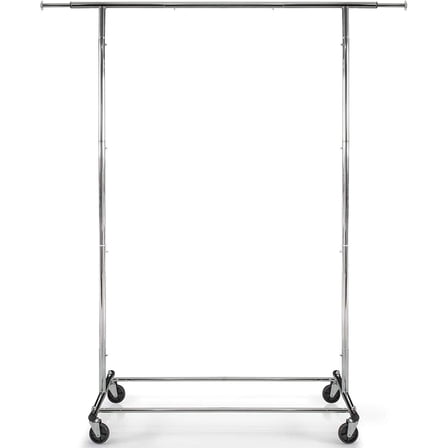 Commercial Grade Chrome Clothing Rack, Heavy Duty Garment Rack for Hanging Clothes – Adjustable, Collapsible & Expandable, 200LB Capacity – Perfect for Home, Store, or Closet