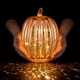 thumbnail image 6 of Yyuenw Rose Gold Glass Pumpkin Light, LED Timer Battery Operated Halloween Fall Decor, Mercury Glass Table Centerpiece for Home Mantel, 6 of 8