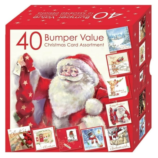 Boxed Christmas Cards, 10 Designs, 40ct - Walmart.com - Walmart.com
