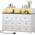 thumbnail image 5 of longtingus White 7-Drawer Dresser with RGB LED Lights & Charging Station, Wide Storage Chest for Bedroom, Baby Room, or Entryway, 5 of 8