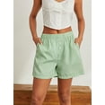 thumbnail image 2 of Biezeib Women's Striped Shorts Elastic High Waisted Straight Leg Summer Shorts with 2 Pockets, 2 of 6