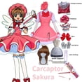 thumbnail image 2 of Vestido de princesa Sakura Carcaptor rosa para niñas de Anime, disfraz de Cosplay, vestido de Lolita para niños, uniforme de combate con cartas, delantal, vestido con sombrero, 2 of 5