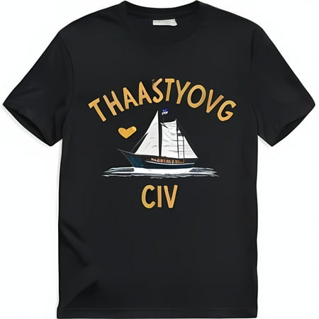 

THAhythog CIV Sailboat and Heart Design Black T-Shirt t for Adults Colorful Attractive and Powerful WhiteTee Mockup with Blacklight Color Schem