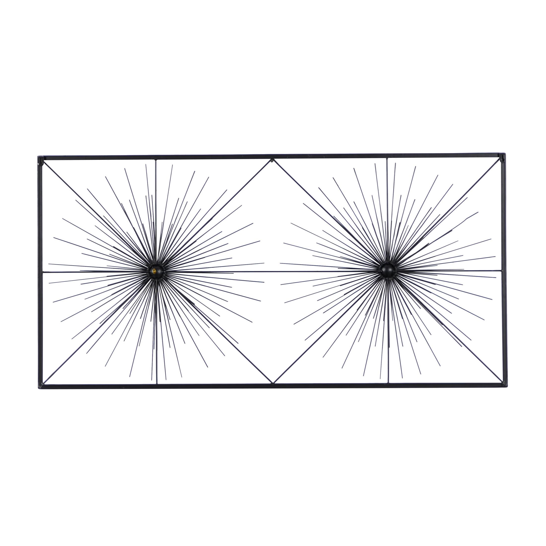 DecMode Black Metal Sea Urchin Starburst Wall Decor with Black Frame