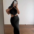 thumbnail image 5 of Lilgiuy Womens Solid Sleeveless Hollow Out Halter Dress Summer Casual Dress, 5 of 6