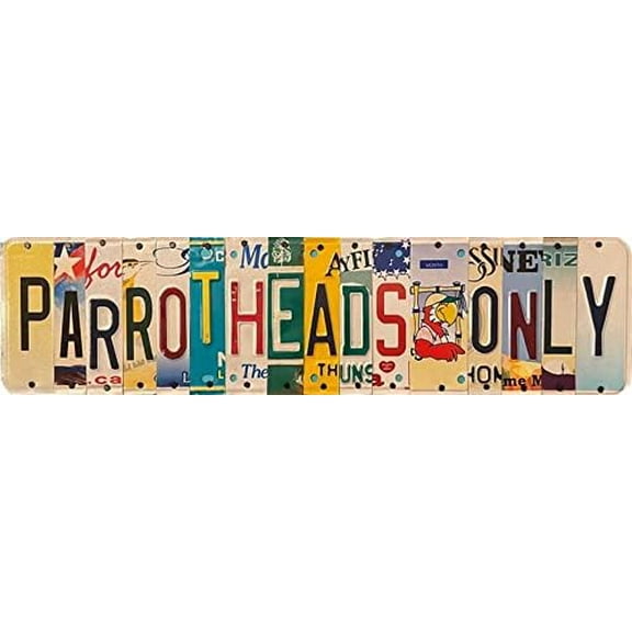 Parrotheads Only Vintage Style Wall Decor Poster Plaque Tin - 4x16 Inches