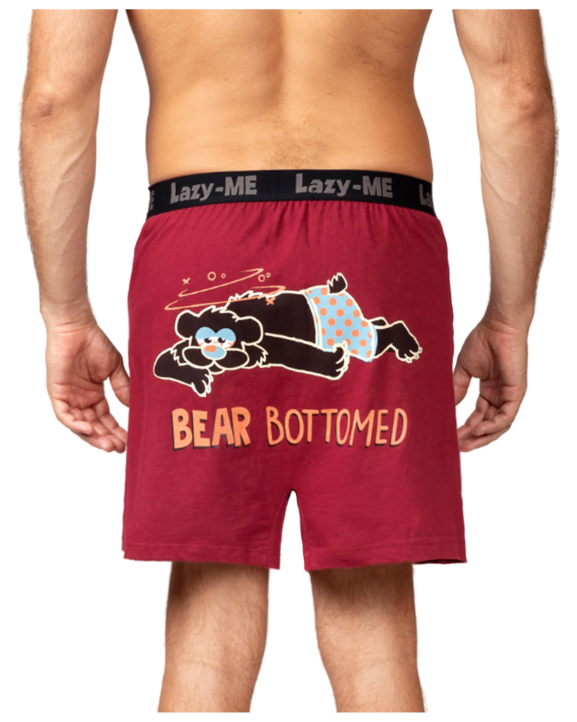 Mens Funny Boxer Shorts, Male Sizes XSL, Bear, Size S, Lazy Me
