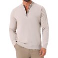thumbnail image 1 of SUÉTER DE PULLOVER DE CUELLO ALTO PARA HOMBRE INSPIRE CHIC, SUÉTER DE POLO DE PUNTO DE COLOR BEIGE, CON CREMALLERA DE CUARTO, 1 of 6