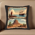 thumbnail image 5 of Set of 2 Decorative Throw Pillow Covers 18x18in - Cowboy Sunset & Ancient Temple Design for Couch Bed Car, 5 of 8