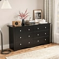 thumbnail image 2 of Wubio 6 Drawer Dresser for Bedroom, Wood Dresser Wide Storage Organizer for Living Room Hallway Closets (Dark Black), 2 of 9