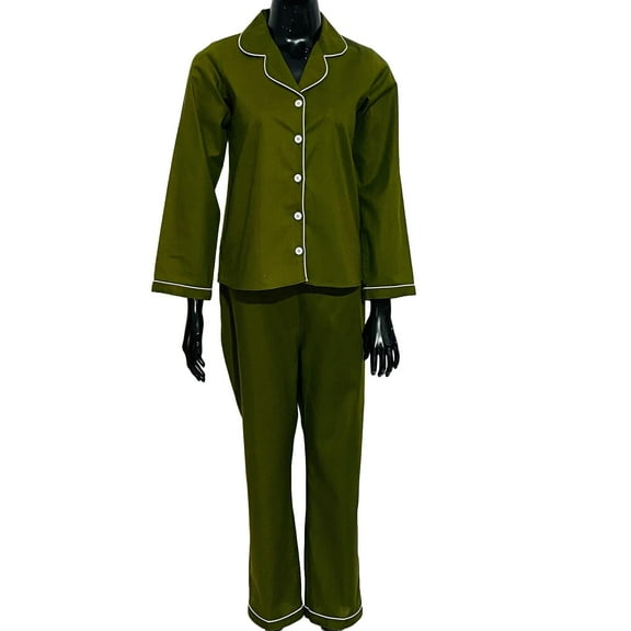 SoieRose Women's Victorian Pajama Set – Moss – 100% Cotton - SR1056