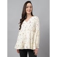 thumbnail image 5 of Janasya Indian Women's Off White Cambric Cotton Floral Print Gathered Top (Valentine Collection), 5 of 7