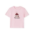 thumbnail image 2 of Yunliwuli Women Short Sleeve T-Shirts Cherry Cake Print Crew Neck Shirts Summer Casual Slim Fit Tops Streetwear, 2 of 10
