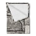 thumbnail image 2 of Rustic Soft Flannel Fleece Blanket, Monochrome Old Closed Store Front with Jalousie and Classic Medieval Touch Historic Photo, Cozy Plush for Indoor and Outdoor Use, 70" x 90", Grey, by Ambesonne, 2 of 5