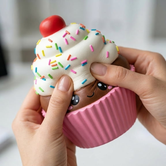 Ice Cream Cake Cup Squeeze, Ice Cream Cake Cup Relieve Stress Balls, Fidget Silicone Sensory Toys, Sensory Squeezeies Stress Relief Toys for All Ages, Easter Gifts A